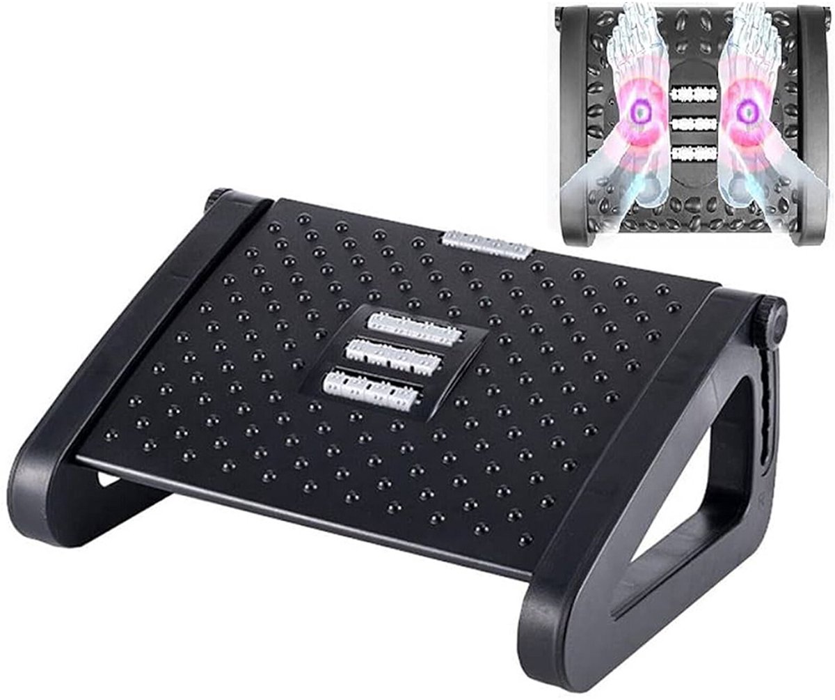 Bureauvoetsteun - Massagevoetsteun - Verdikte voetsteun - Driehoekige voetensteun - Verstelbaar antislipontwerp - Geschikt voor thuis en op kantoor - Ergonomisch - 42*31*19 cm - Zwart