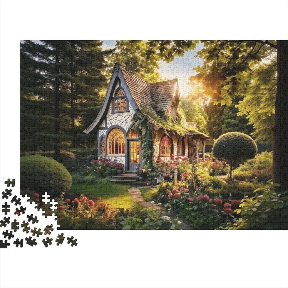 Jigsaw Puzzel - Puzzel 1000 stukjes - Ontspanning en Plezier - Nauwkeurig Gestanst - 70 x 50 cm - Forest Cottage
