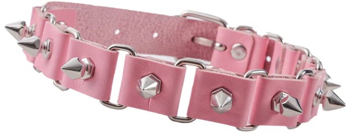 Lederen choker dames - PU lederen halsband - zwarte, roze, rode en paarse kleuren - trendy gothic stijl - SnelShoppen