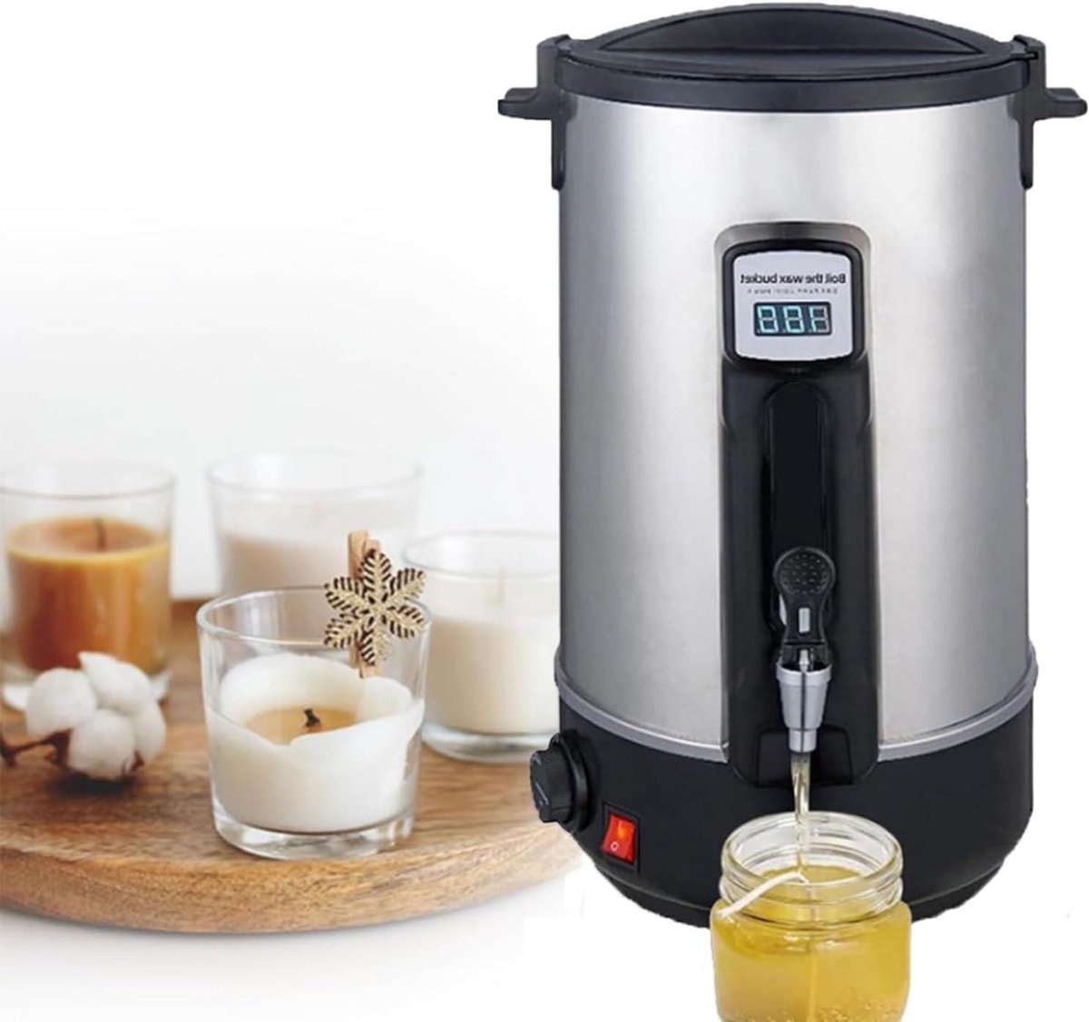 Wax Melter - Kaars Gietmachine - Kaarsen Maken - Verwarmde Tuit - 8L - Zilver