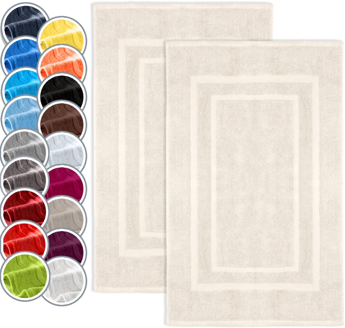 Badmatten set van 2 - 50x80cm - badstof - 100% katoen - luxe comfort - SnelShoppen
