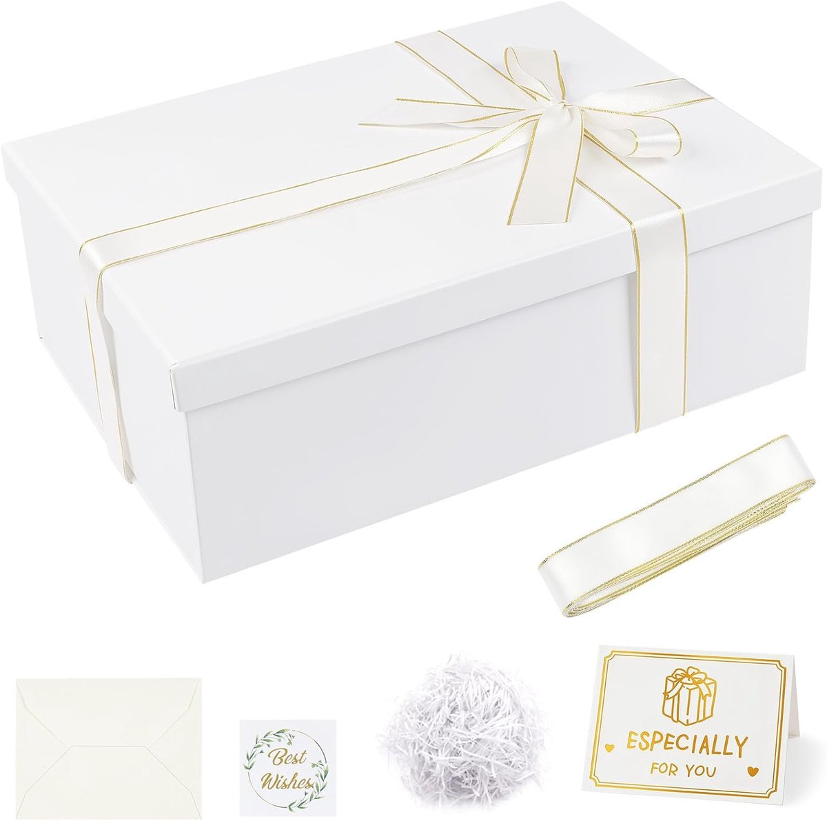 geschenkdoos groot 29 x 21 x 10,5 cm - premium magnetisch - met deksel en strik - perfect voor feestdagen - SnelShoppen