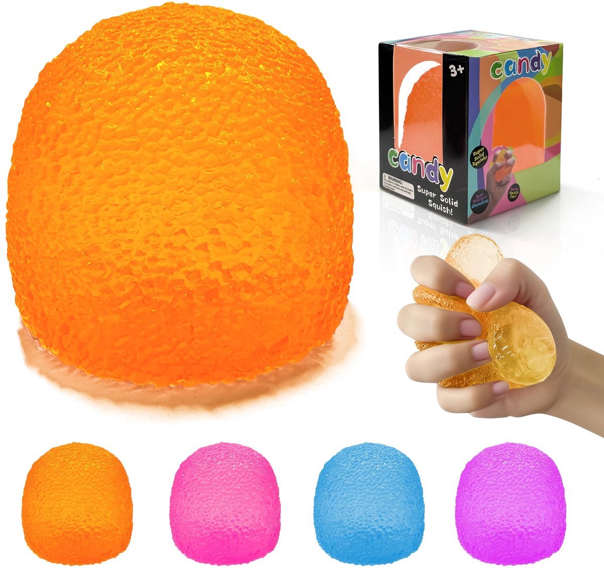 Casalora Stressbal Snoepvorm – Squishy Anti Stress Bal – Super Stevige Knijpbal – Sensorisch Speelgoed voor Kinderen & Volwassenen