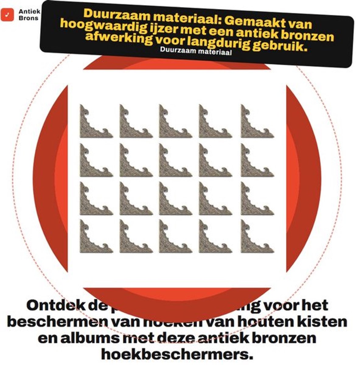Hoekbeschermer Antiek Brons - Decoratieve Beugel - Veiligheid Hoekbeschermer - Duurzaam Ijzer - 40x40x58mm - Set van 20 Stuks