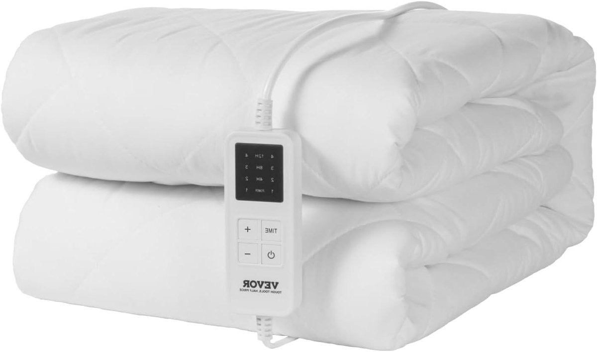 Verwarmde Matras Topper - Elektrische Bedwarmer - Warm Slapen - Geborstelde Stof - 150 x 80 cm - Wit
