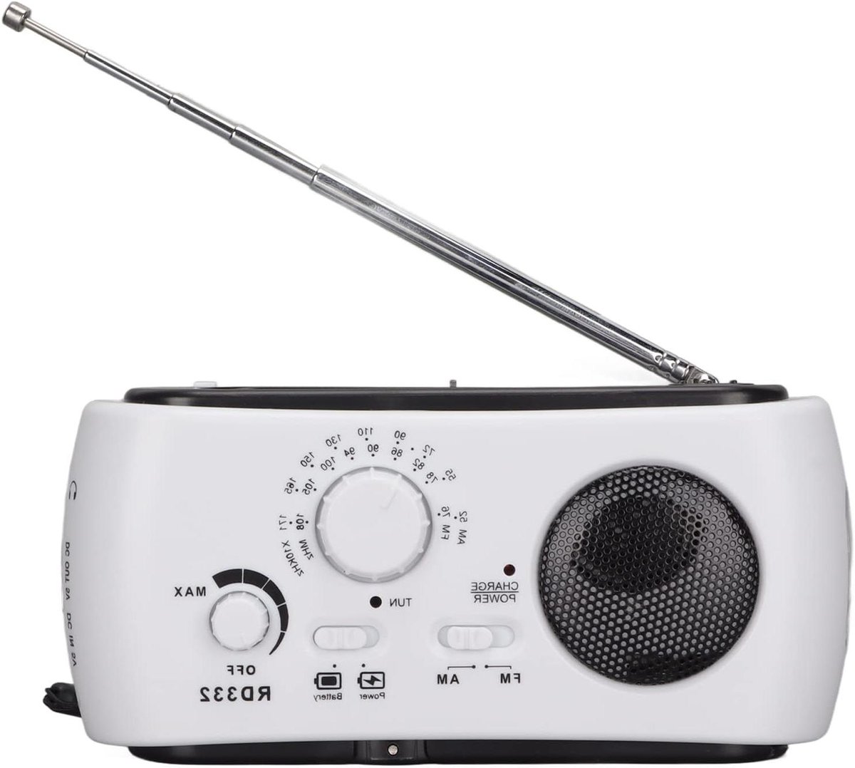 Noodradio - Hand Crank Radio - Buitenactiviteiten - Zonnepaneel en Dynamo - 16 x 9 x 6 cm - Zwart