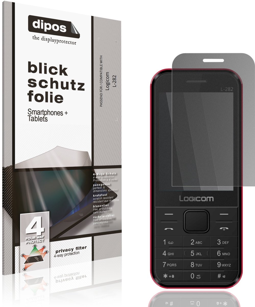 dipos – Matte Privacy Screenprotector geschikt voor Logicom L-282 | Anti-Spy Beschermfolie
