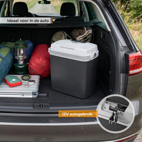 Elektrische Koelbox - Thermo Elektrische Cooler - Auto en Camping - 3-voudige Stroomvoorziening - 19 Liter - Zwart Lichtgrijs — afbeelding 3