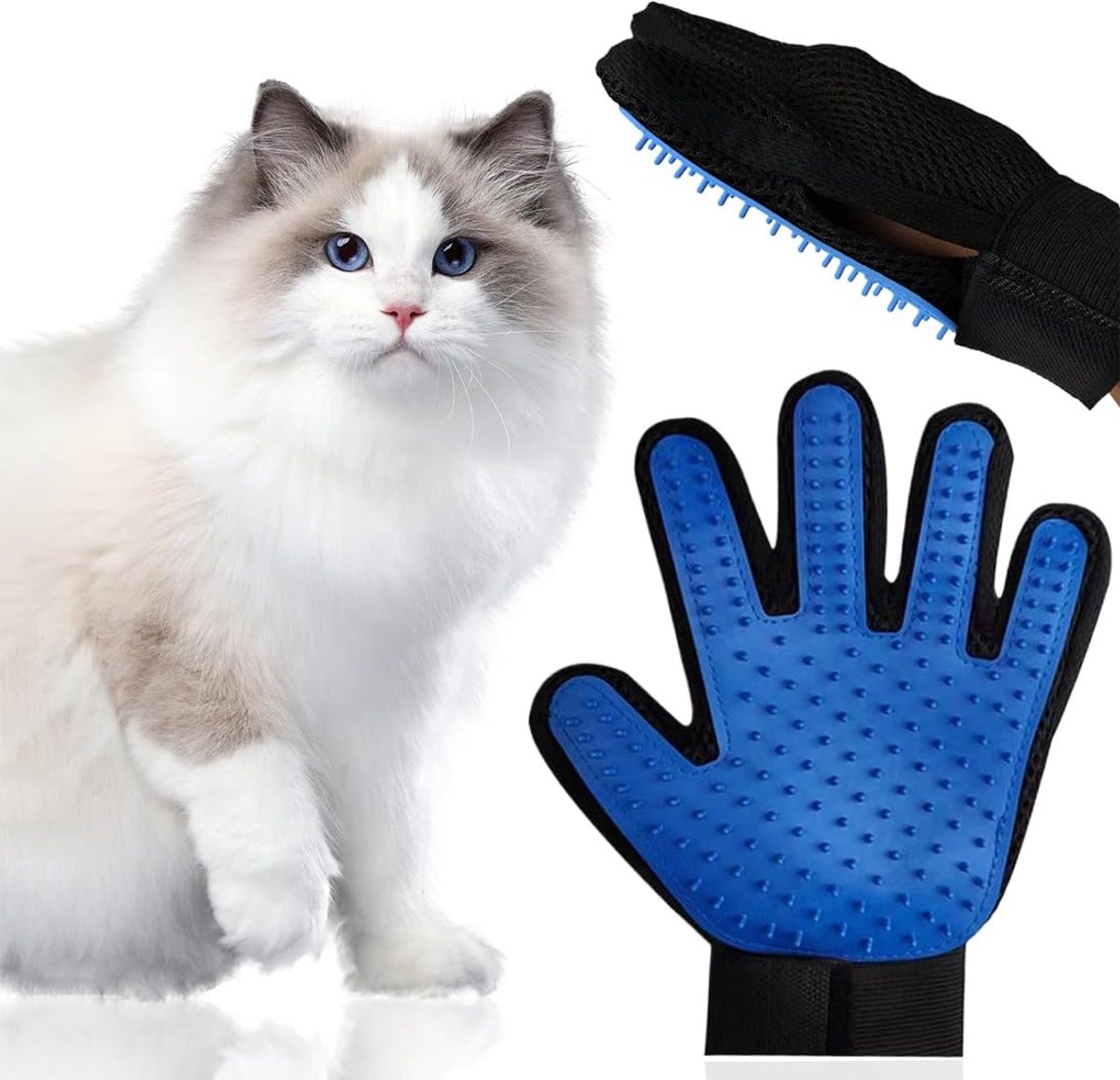 Handschoenen voor vachtverzorging van honden, katten en konijnen, handschoen voor katten, verzorgingshandschoenen voor katten, voor het verwijderen van dierenharen, rustgevende werking