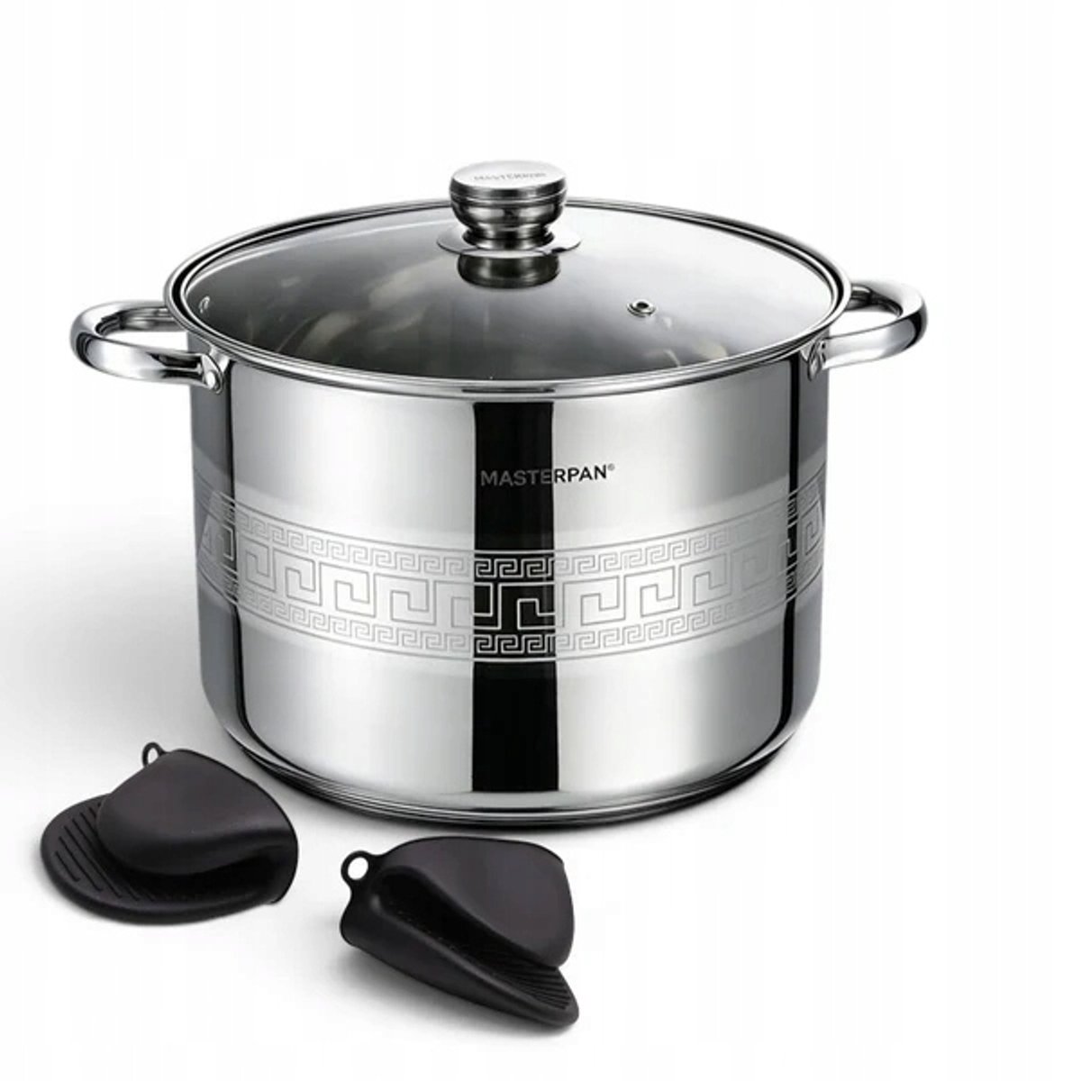 Masterpan roestvrijstalen pan 19,3L met deksel & siliconen handvat - 32cm