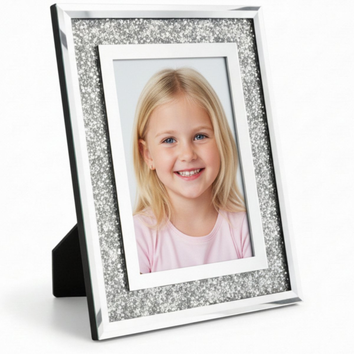 Zilveren fotolijst 13x18 cm met kristallen, staand
