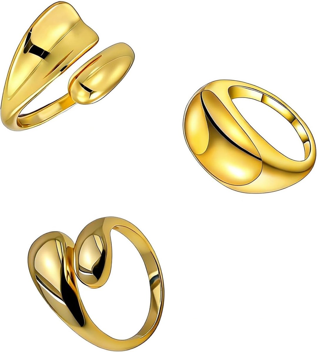 Verguld metaal, minimalistisch design, stapelbaar, elegante ring in golfvorm, druppelvorm, modesieraad voor dagelijks gebruik en feest, cadeau voor jou