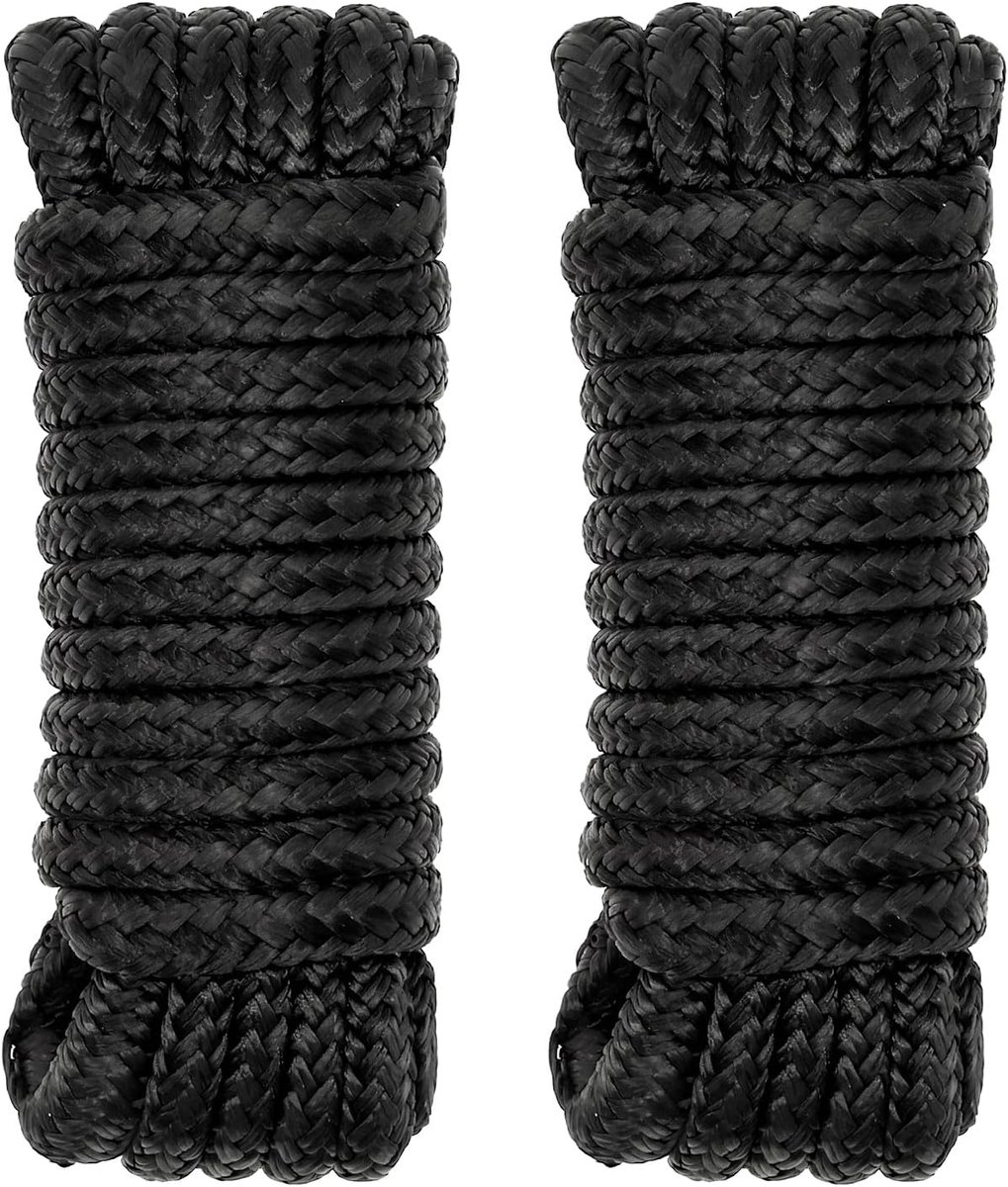 2 stuks 10 mm x 4,5 m dubbel gevlochten nylon doklijnen boottouwen voor aanmeren met lus Marine Grade Mooring Lijnen met 12 inch Pre-Gesplitst Oog Hoge Sterkte Ankertouw voor Ponton Speedboot