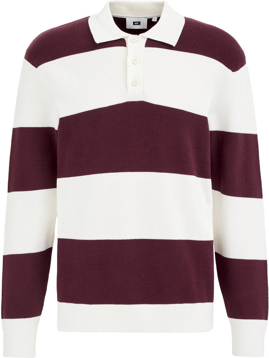 WE Fashion Heren regular fit gebreide polo met blokstreep