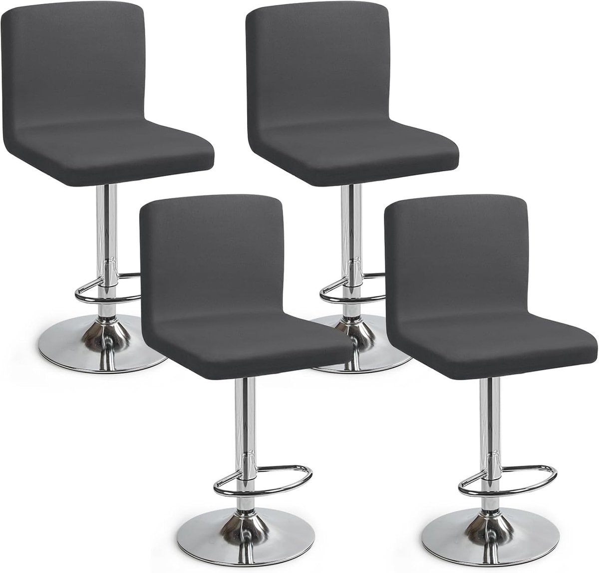 Set van 6 Barkruk Stoelhoezen met Rugleuning Stretch Stoelhoes Eetkamerstoelhoezen Verwijderbare Wasbare Stoelhoezen voor Keuken, Ontbijtbalie, Barkrukken, Café (Donkergrijs, Set van 6)