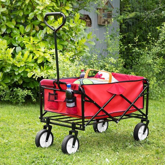 Bolderkar met dak - Vouwkar kinderwagen - Familie uitstapjes - Plaatsbesparend inklapbaar - 90 x 53 x 118 cm - Rood van Bolderkar — afbeelding 5