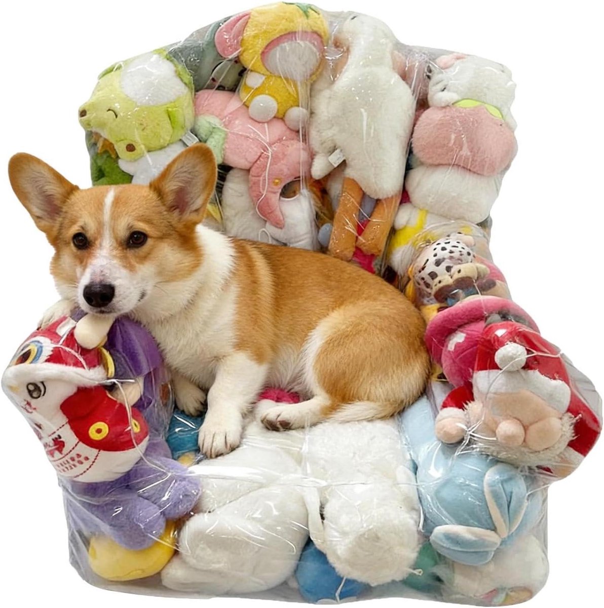 Zitzak Knuffels - Poppen Organizer - Speelgoed Opbergen - Doorzichtige PVC - 22x22x3 cm - Transparant