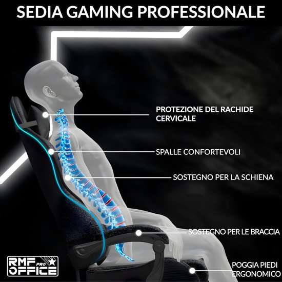 SnelShoppen - Professionele Gaming Stoel - Ergonomisch & Kantelbaar - Comfortabele Gaming Chair met Voetensteun - Draaivoordelen, Hoogte Verstelbaar, van snelshoppen — afbeelding 4
