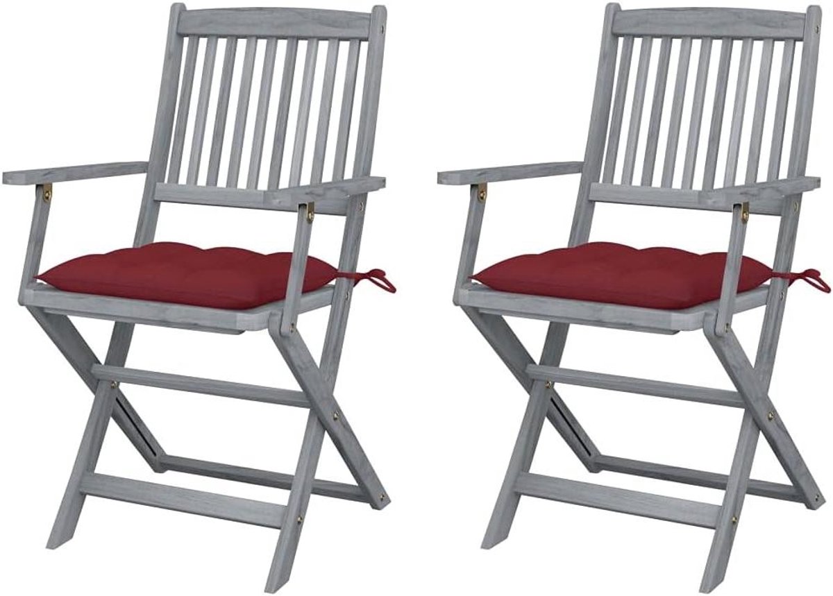 Inklapbare tuinstoelen - Houten stoelen - Buiten eten - Massief acaciahout - 4 stuks - Rood