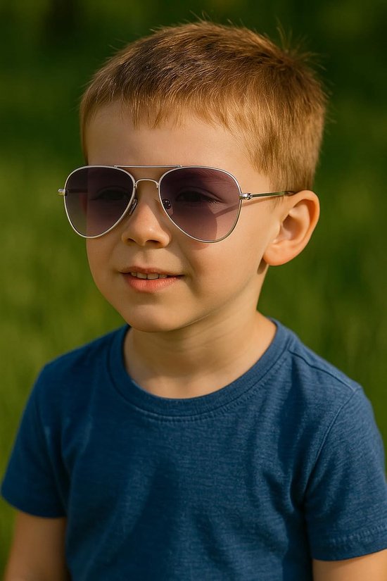 Aviator Kinderzonnebril met Roestvrij Stalen Montuur en UV-bescherming van Merkloos — afbeelding 3
