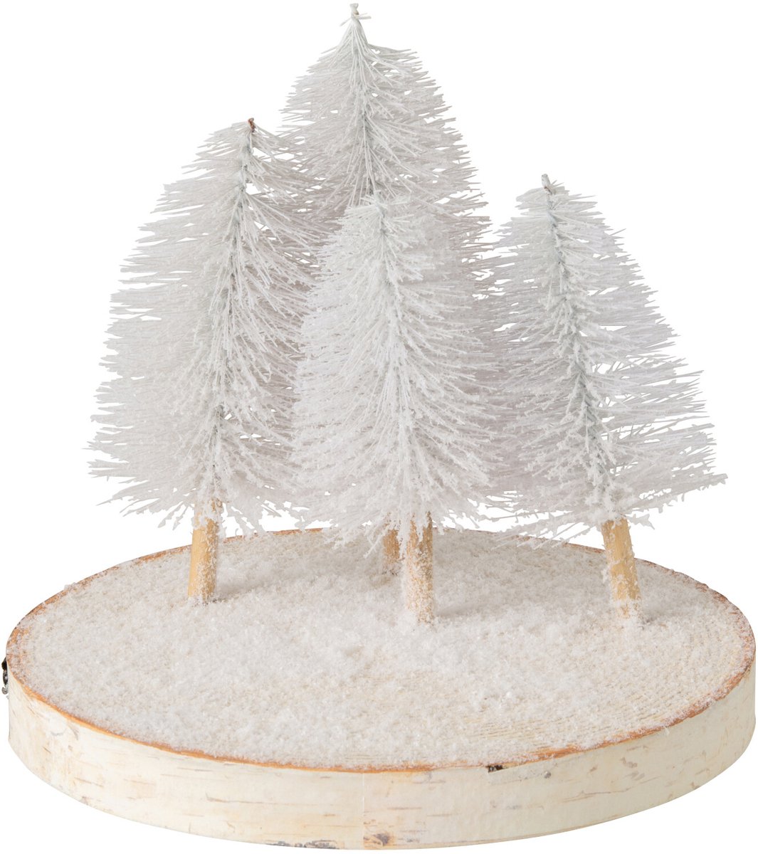 J-Line Decoratief dienblad met bomen - boomschors - naturel/wit - small