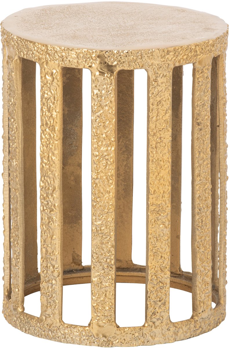 J-Line Gestreepte bijzettafel - aluminium - goud