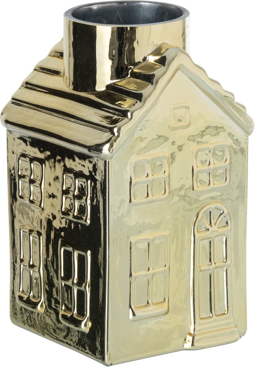 J-Line vaas Huis - glas - goud - small