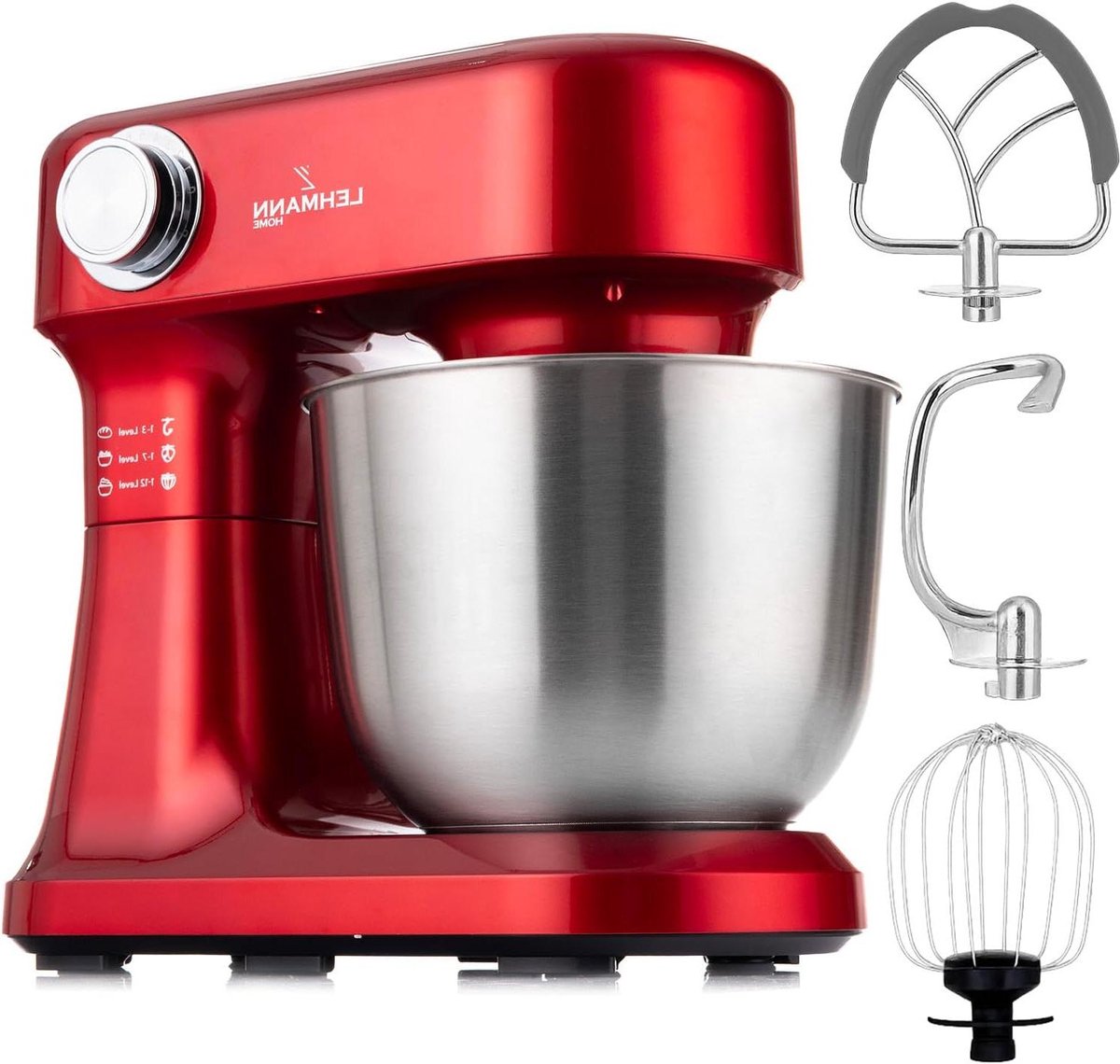 Keukenmachine - Keukenrobot - Bakken en Koken - Krachtige 1500W Motor - 5 Liter Kom - Rood