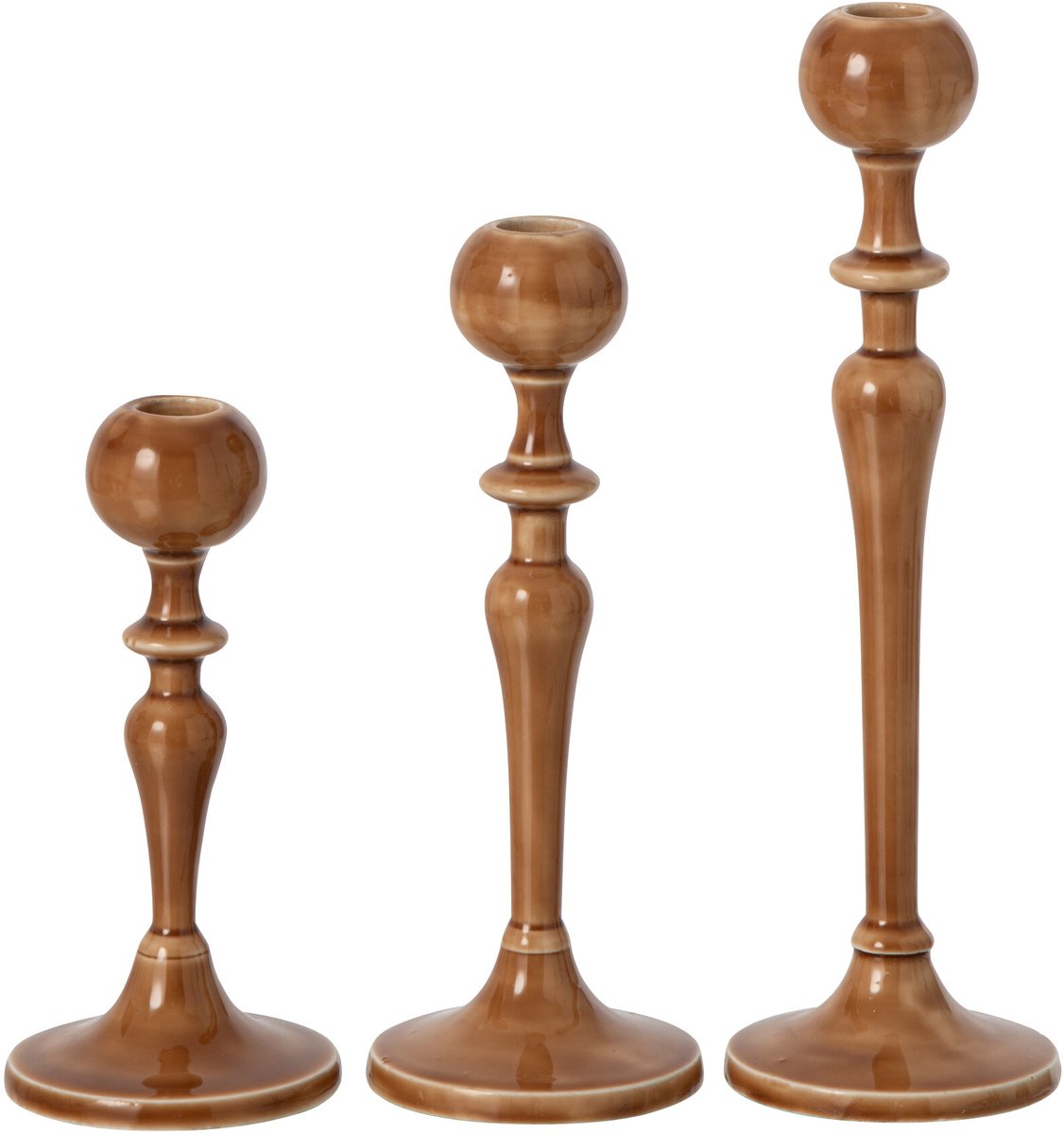 J-Line Kandelaars - aluminium - oker - set van 3