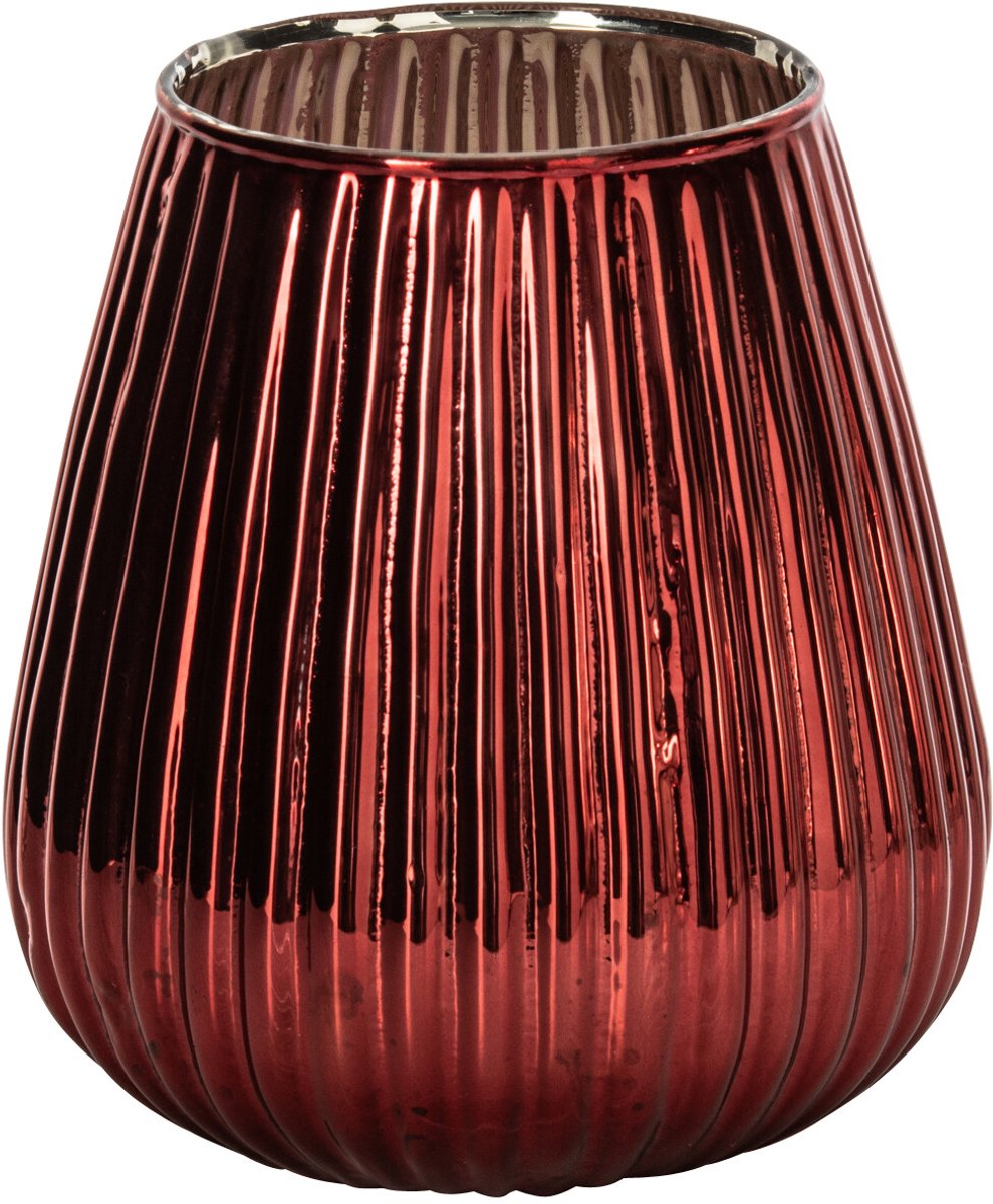 J-Line kandelaar Chrome - glas - rood - small