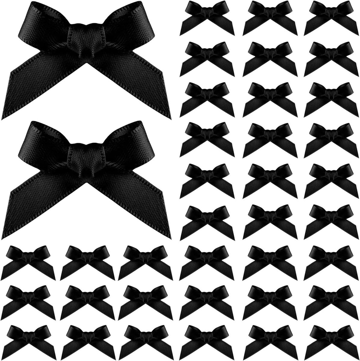 100st Lintstrikken, 40x10mm Ministrikken voor Handwerk Schattig Klein Lintstrikken voor het Naaien Van Cadeauverpakking Bruiloftsfeestgunsten Traktatiezakjes Geschenkdoos Decoratie (Zwart)