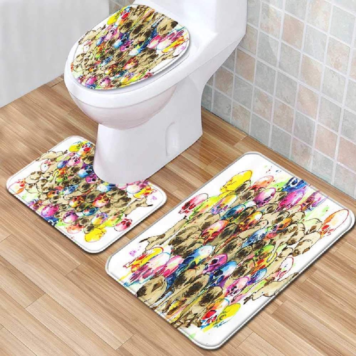 Mat, Bad Mat, Badkamer Anti-slip Mat, Toiletmat Driedelige Set, Badkamer Deurmat, Machine-wasbare Badkamer Tapijt 50 * 80cm
