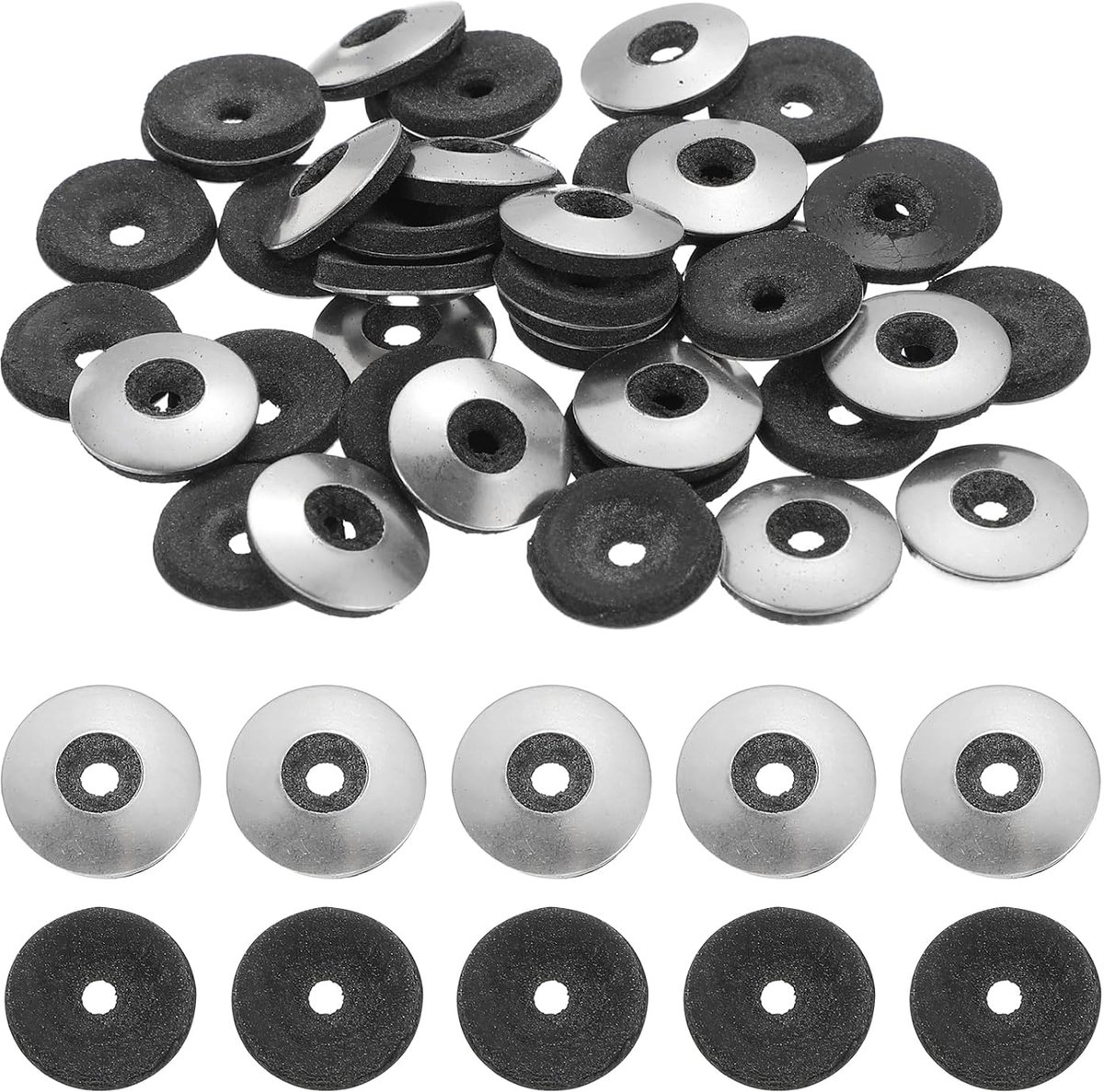 70 stuks afdichtringen van roestvrij staal, EPDM, #10 x 9/16 inch, neopreen dempingsschijf voor schroeven, machineschroeven (M4,8 x 14 mm)
