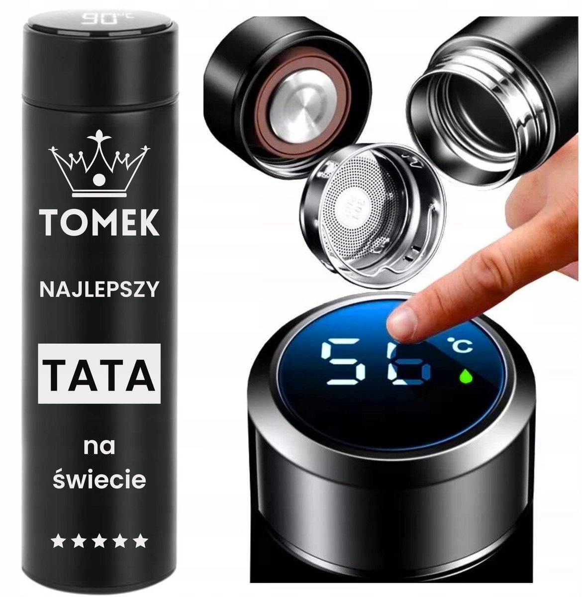 Gepersonaliseerde Thermosbeker met LED Temperatuurweergave - 500ml