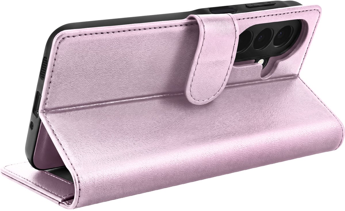 Mayaxess, Portemonnee Hoesje Geschikt voor Samsung Galaxy A27 Anti-RFID met Afneembare Case, Champagneroze