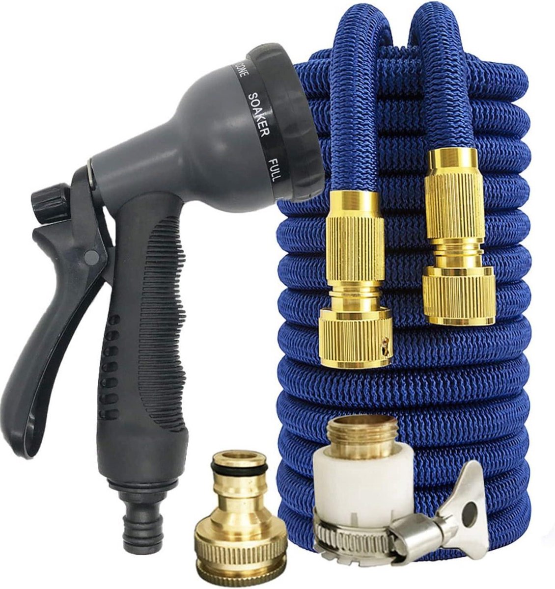 Tuinslang Intrekbaar - Flexibele Waterslang - Tuin Besproeien - 3x Lengte Uitrekbaar - 15 Meter - Blauw