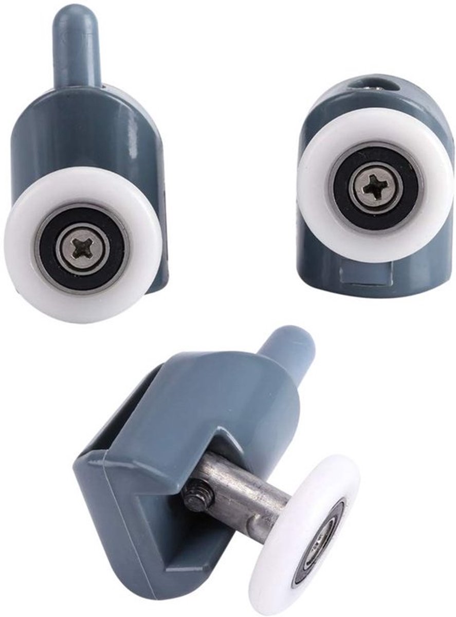Douchedeurrollers 8 Stuks - Enkel/Dubbel Wiel - Nylon/Aluminium - Voor 5/6 Mm Glazen Deuren - Rolmaat 25 Mm - Schokbestendig - Douchedeurwielen