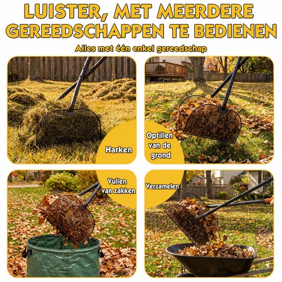 Arvioo‑bladhark‑105cm‑ijzer‑tuingereedschap‑voor‑bladeren‑en‑gras — afbeelding 3