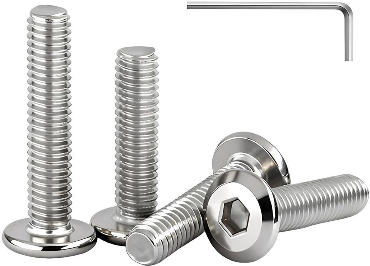Solidchoice - Set van 5 RVS Hexagon Schroeven met Imbus Sleutel