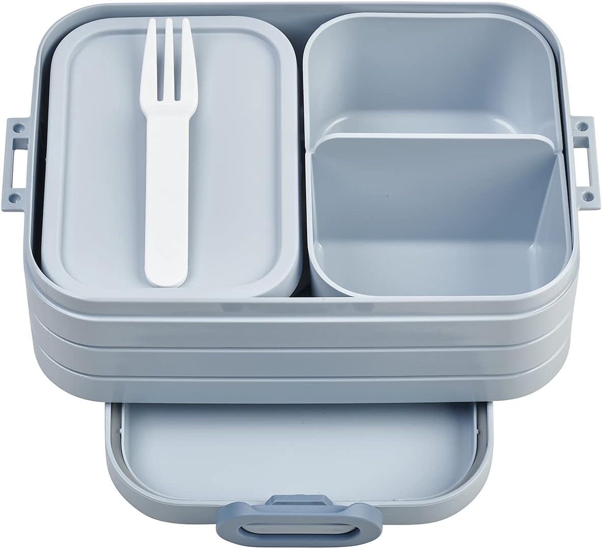 MEPAL Midi Lunchbox met Bento Box – Nordic Blue – Broodtrommel met Vakken – Voor 2 Sandwiches of 4 Boterhammen – Lunchbox voor Volwassenen