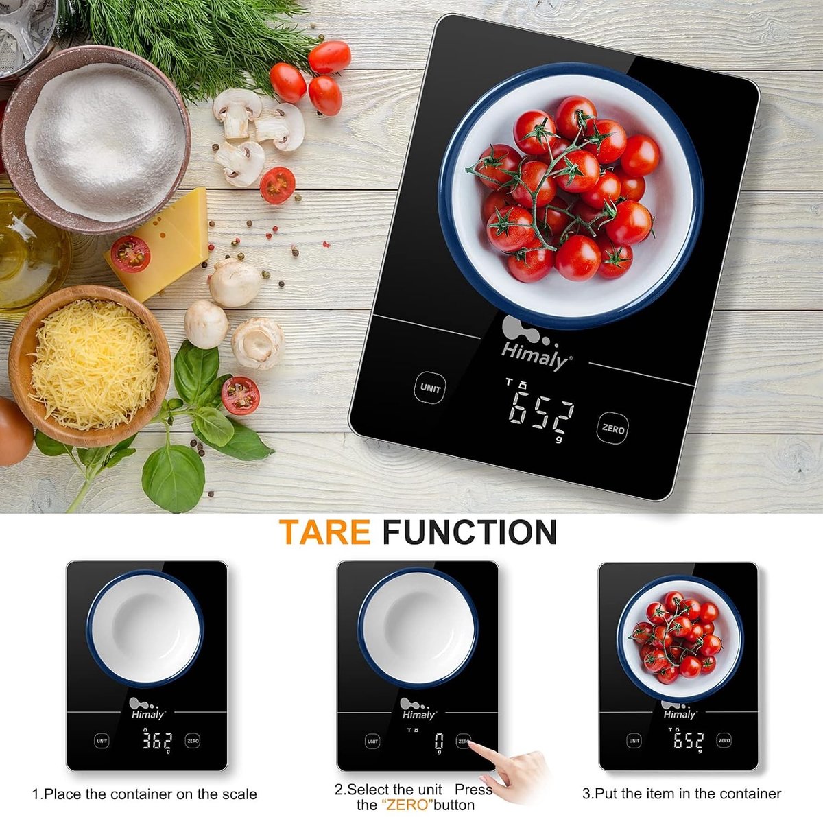 Microweegschaal - Zwart - 5 kg - Keukenweegschaal met Gehard Glas - Voor Precisie in de Keuken