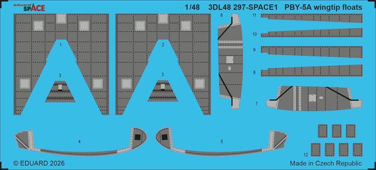 Eduard Modelbouwdecoratie - 3DL48297 Sp - Vleugeltip Drijvers voor Consolidated PBY-5A Catalina Photo-etch