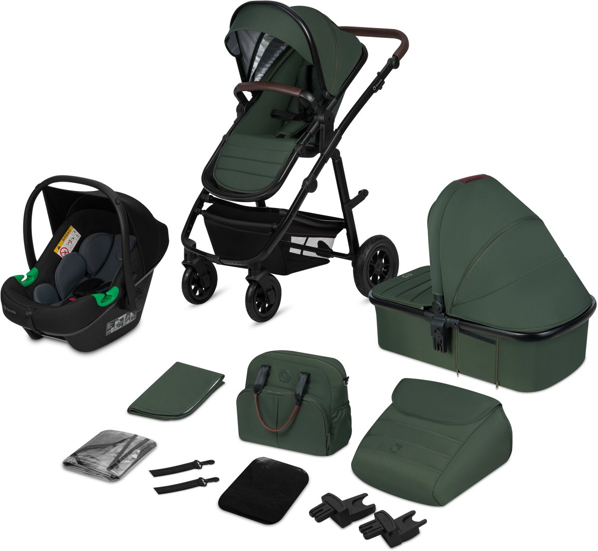 Lionelo Amber Kinderwagen 3 in 1 – Reiswieg + Wandelwagen + Astrid i-Size Autostoel met ADAC – 0-22 kg – Grote Luchtbanden – Volledige Vering – Omkeerbare Zitting – XXL Zonnekap UPF50+ – Verstelbare Duwstang – Accessoireset thumbnail 2