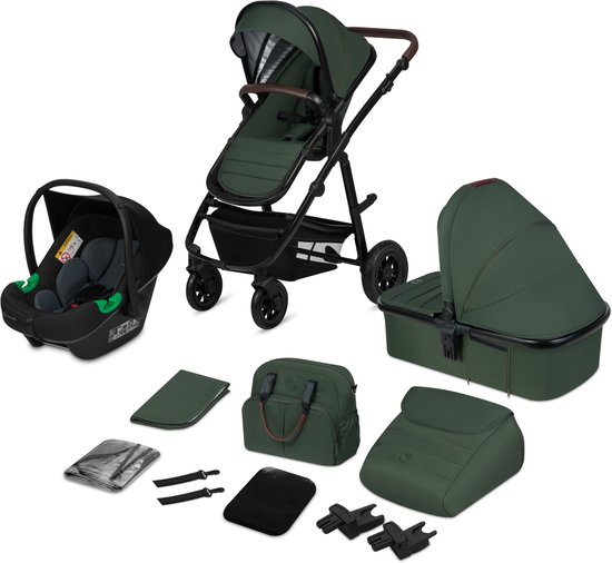 Lionelo Amber Kinderwagen 3 in 1 - Reiswieg + Wandelwagen + Astrid i-Size Autostoel met ADAC - 0-22 kg - Grote Luchtbanden - Volledige Vering - Omkeerbare Zitting - XXL Zonnekap UPF50+ - Verstelbare Duwstang - Accessoireset van LIONELO — afbeelding 2