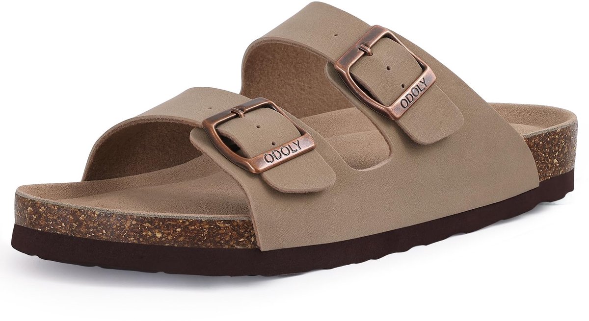 Olanly - PU Clogs - Casual Sandalen - Met Voetboogsteun - Abrikooskleurig - 39 - Geschikt voor een voetlengte van 24,6cm
