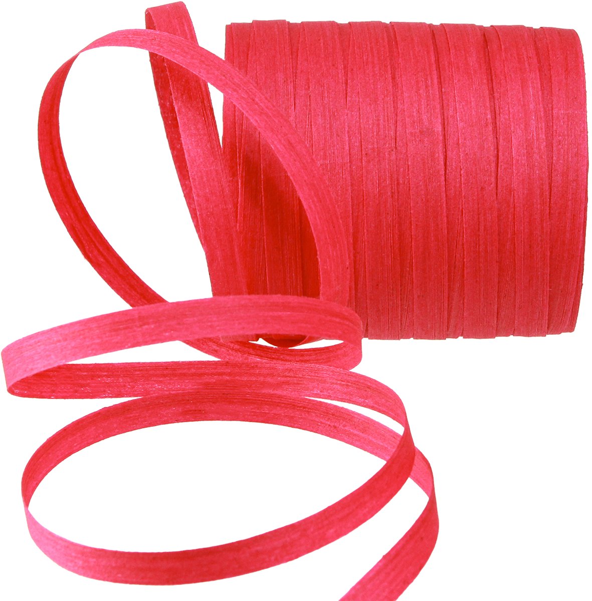 Krullend lint, duurzaam cadeaulint, roze, 10 mm, 100 m