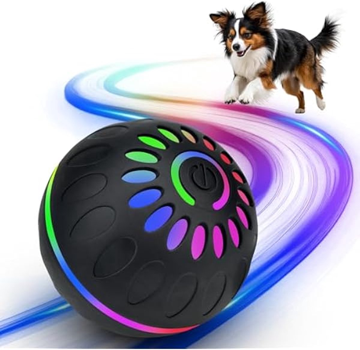 longziming - Interactieve Hondenbal - Elektrische Automatische Rollende Speelbal met LED-verlichting - Intelligent Hondenspeelgoed - Voor Kleine en Middelgrote Honden