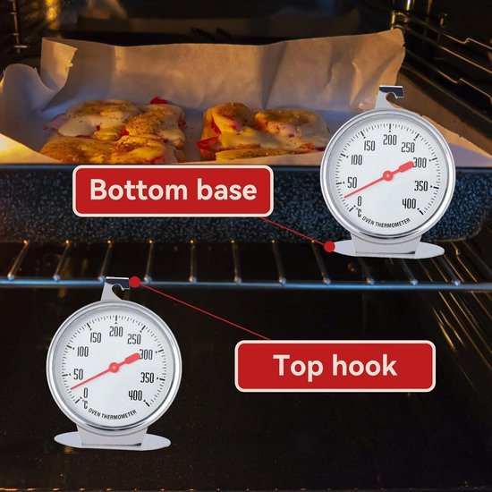 Oven Thermometers - 0~400℃ Thermometer voor Koken - Roestvrijstalen Voedsel Temperatuur Meter voor Pizza en Barbecue van Merkloos	 — afbeelding 2