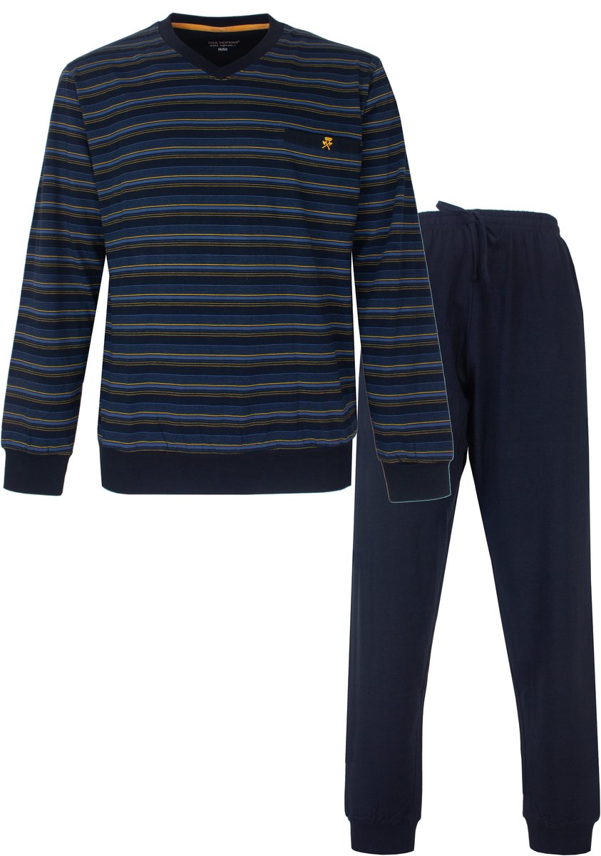 Paul Hopkins Heren Pyjama - Gestreept - V-hals - Donker Blauw - Maat M