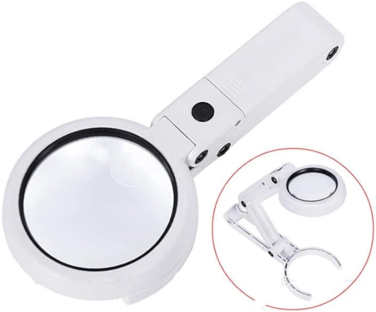 Zavio® Vergrootglas met Verlichting - Vergrootglas op Standaard - Loep - Wit